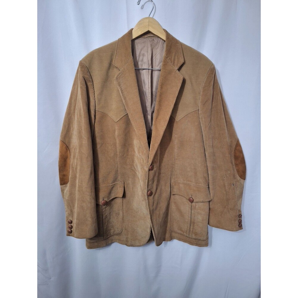 Vintage 1980's Kenny Rogers Western Blazer Men's 46L Elbow Patchs Made In USA